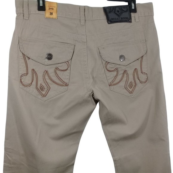 MEK USA DNM Men's 38 x 33 NEW Decorative Design Straight Leg Chino Cotton Pants - Picture 5 of 8